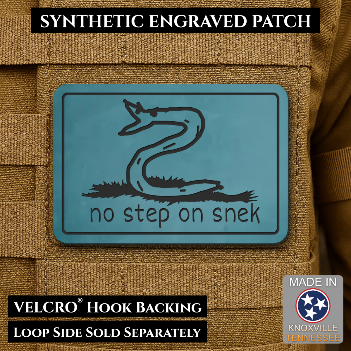 No Step On Snek Funny Morale Patch, 2x3" | Made in USA | VELCRO® Brand Hook Backing