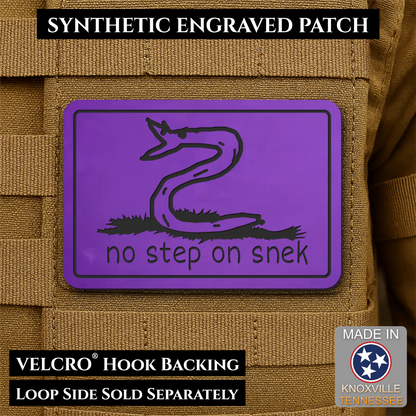 No Step On Snek Funny Morale Patch, 2x3" | Made in USA | VELCRO® Brand Hook Backing