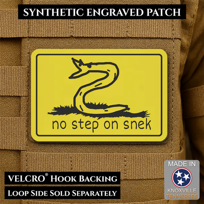 No Step On Snek Funny Morale Patch, 2x3" | Made in USA | VELCRO® Brand Hook Backing