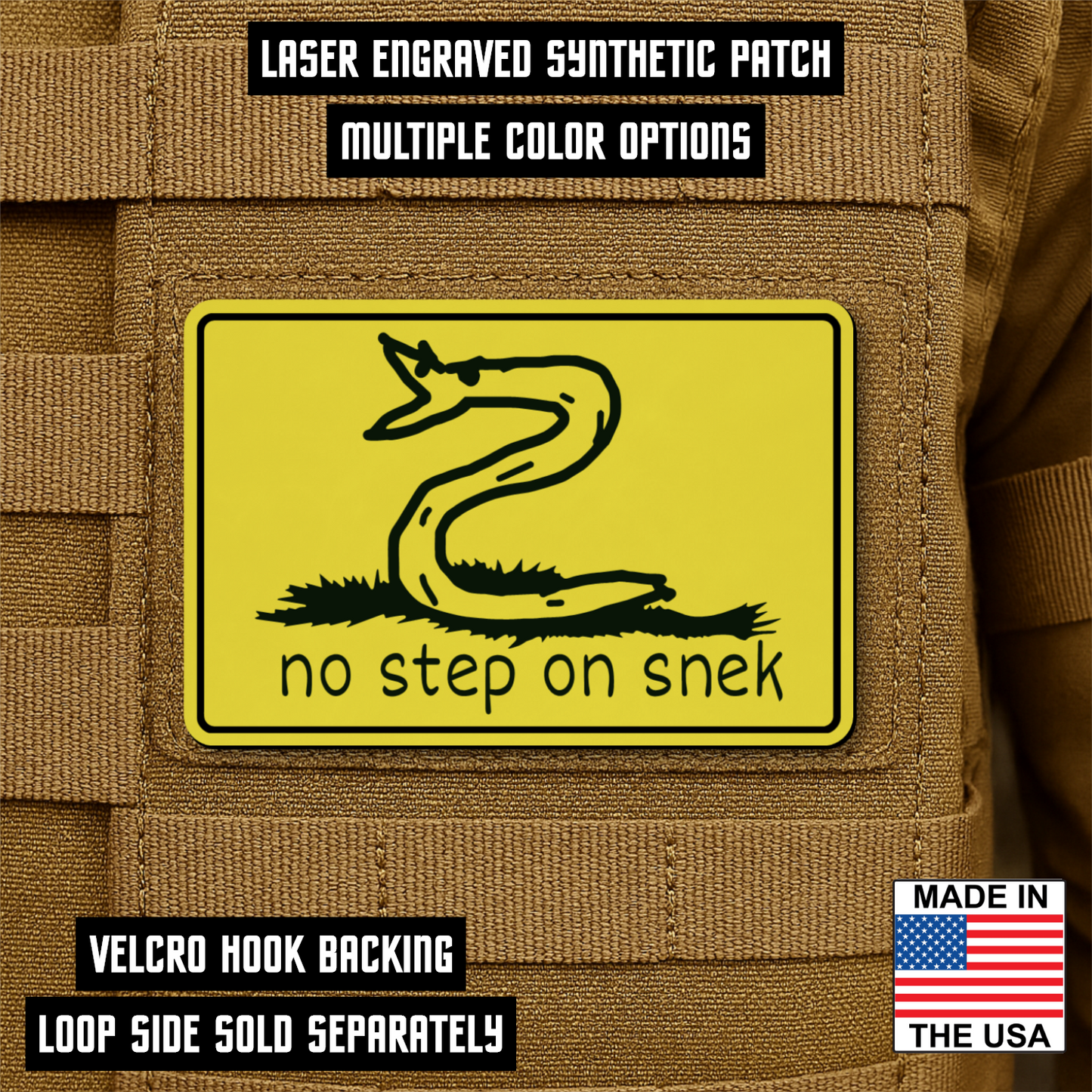 No Step On Snek Morale Patch 2"x3" Hook & Loop | Made in USA