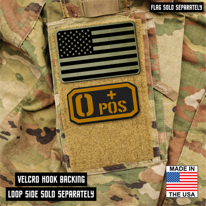 O Positive Blood Type Patch – Engraved Synthetic Material 1.25" x 2.5" Hook & Loop | 24 Color Options