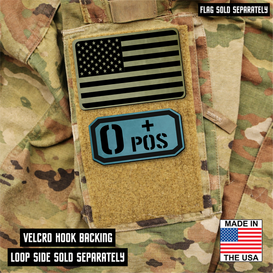 O Positive Blood Type Patch – Engraved Synthetic Material 1.25" x 2.5" Hook & Loop | 24 Color Options