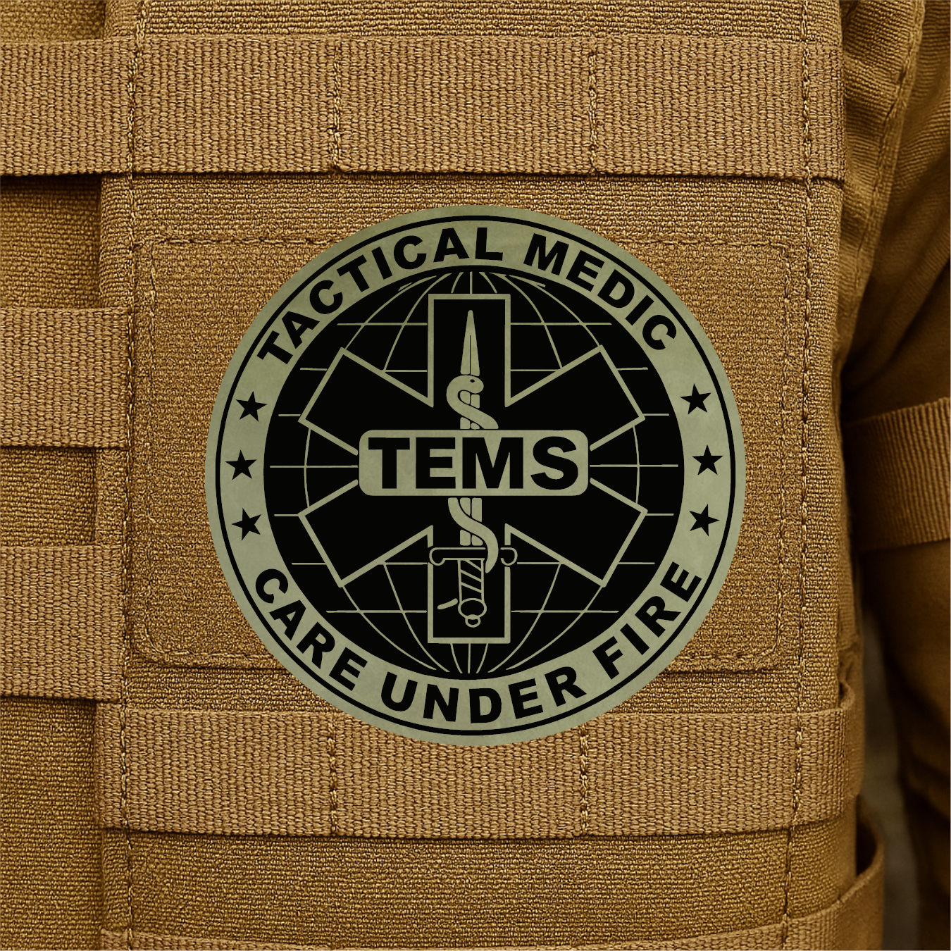 Tactical EMS TEMS Medic Morale Patch – 3” Round Hook & Loop Patch | Care Under Fire | Made in USA