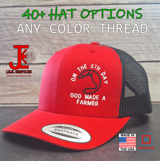 God Made A Farmer Embroidered Snapback & Flexfit Caps