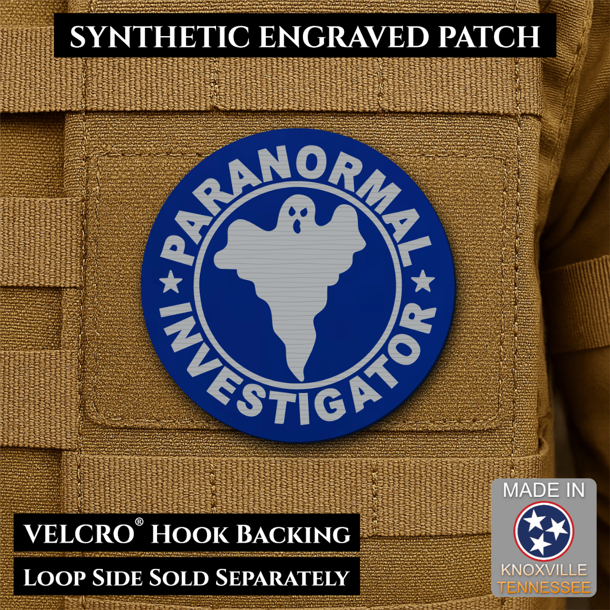 Paranormal Investigator Funny Morale Patch, 3" Round | Made in USA | VELCRO® Brand Hook Backing