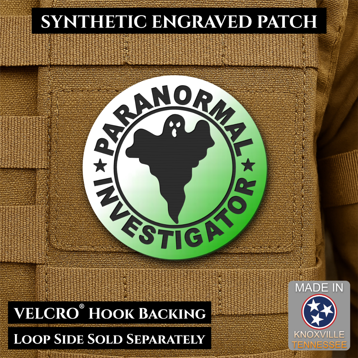 Paranormal Investigator Funny Morale Patch, 3" Round | Made in USA | VELCRO® Brand Hook Backing