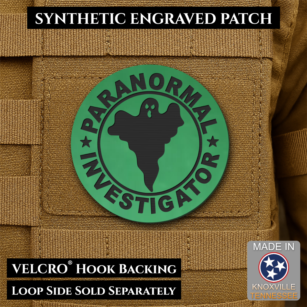 Paranormal Investigator Funny Morale Patch, 3" Round | Made in USA | VELCRO® Brand Hook Backing