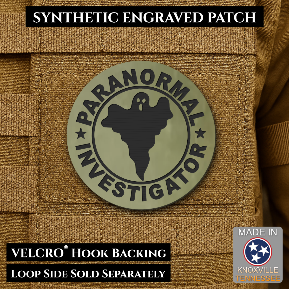 Paranormal Investigator Funny Morale Patch, 3" Round | Made in USA | VELCRO® Brand Hook Backing