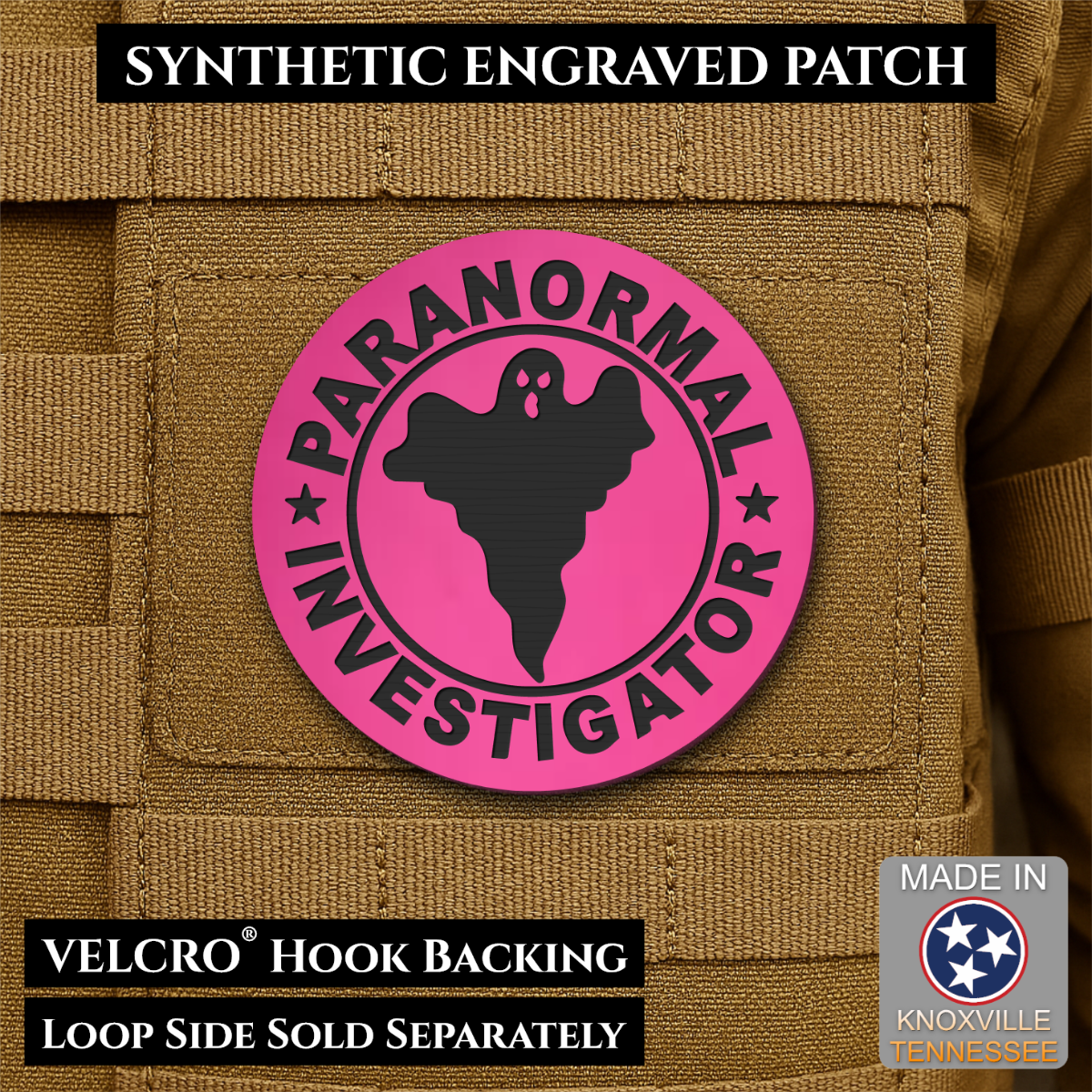 Paranormal Investigator Funny Morale Patch, 3" Round | Made in USA | VELCRO® Brand Hook Backing