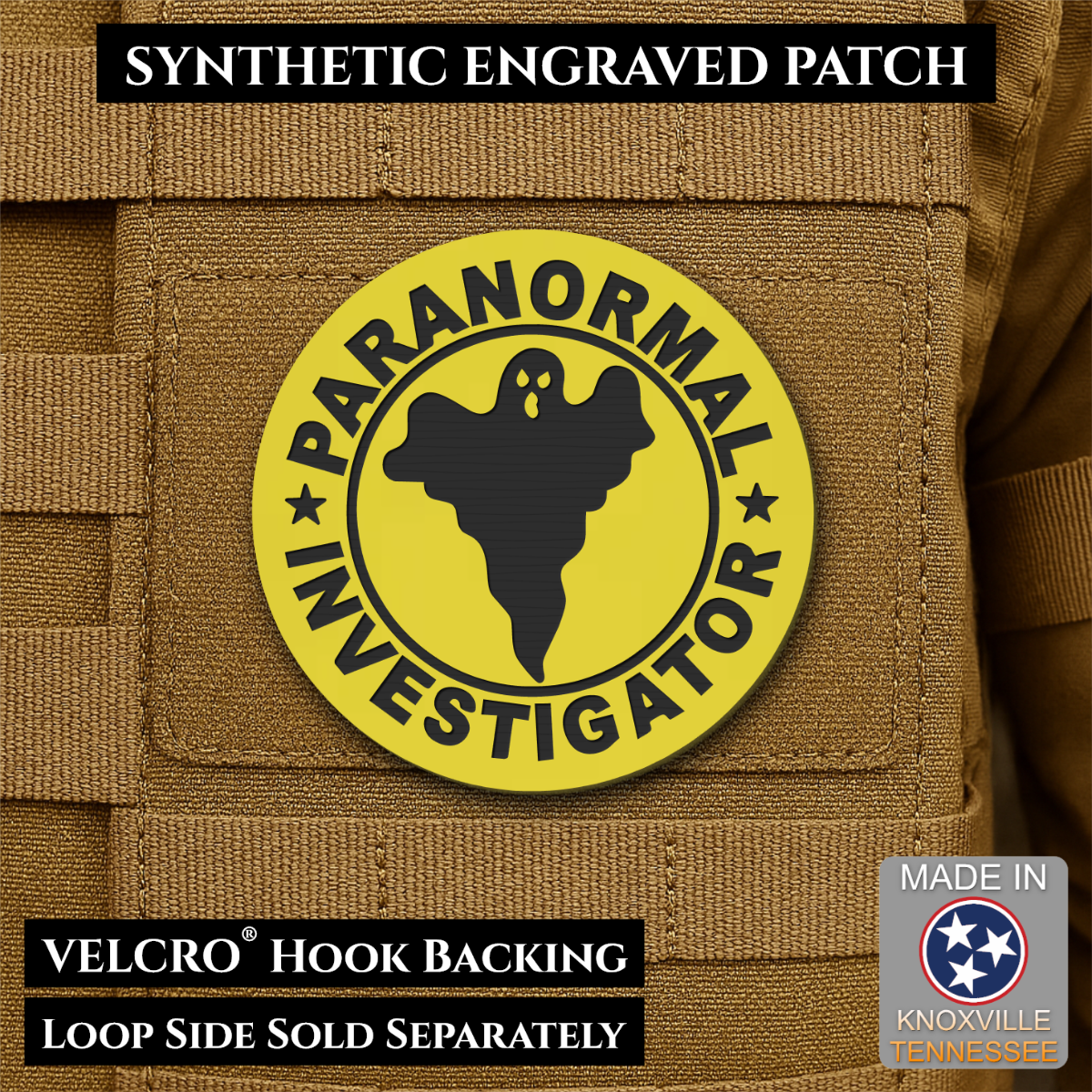 Paranormal Investigator Funny Morale Patch, 3" Round | Made in USA | VELCRO® Brand Hook Backing