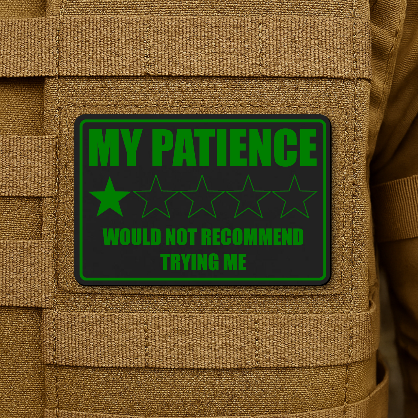 My Patience Is Thin Morale Patch 2"x3" Hook & Loop | Made in USA