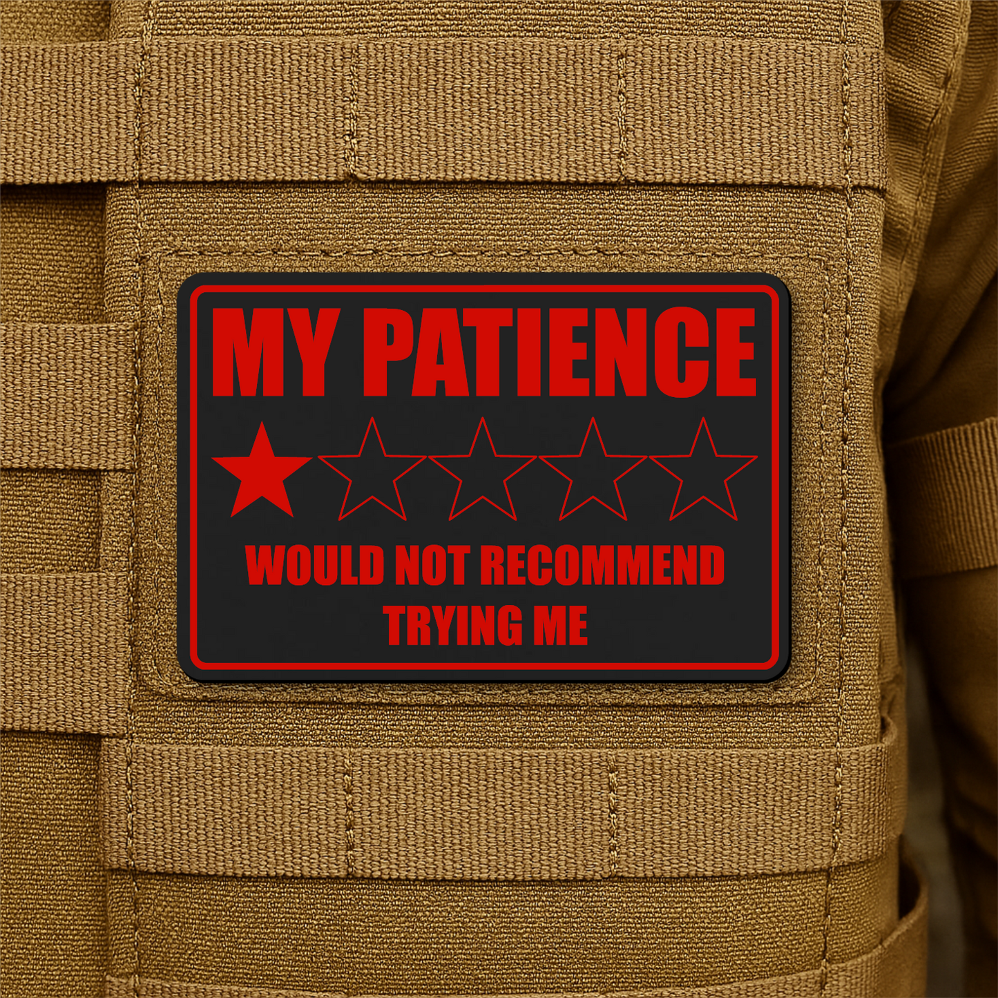 My Patience Is Thin Morale Patch 2"x3" Hook & Loop | Made in USA