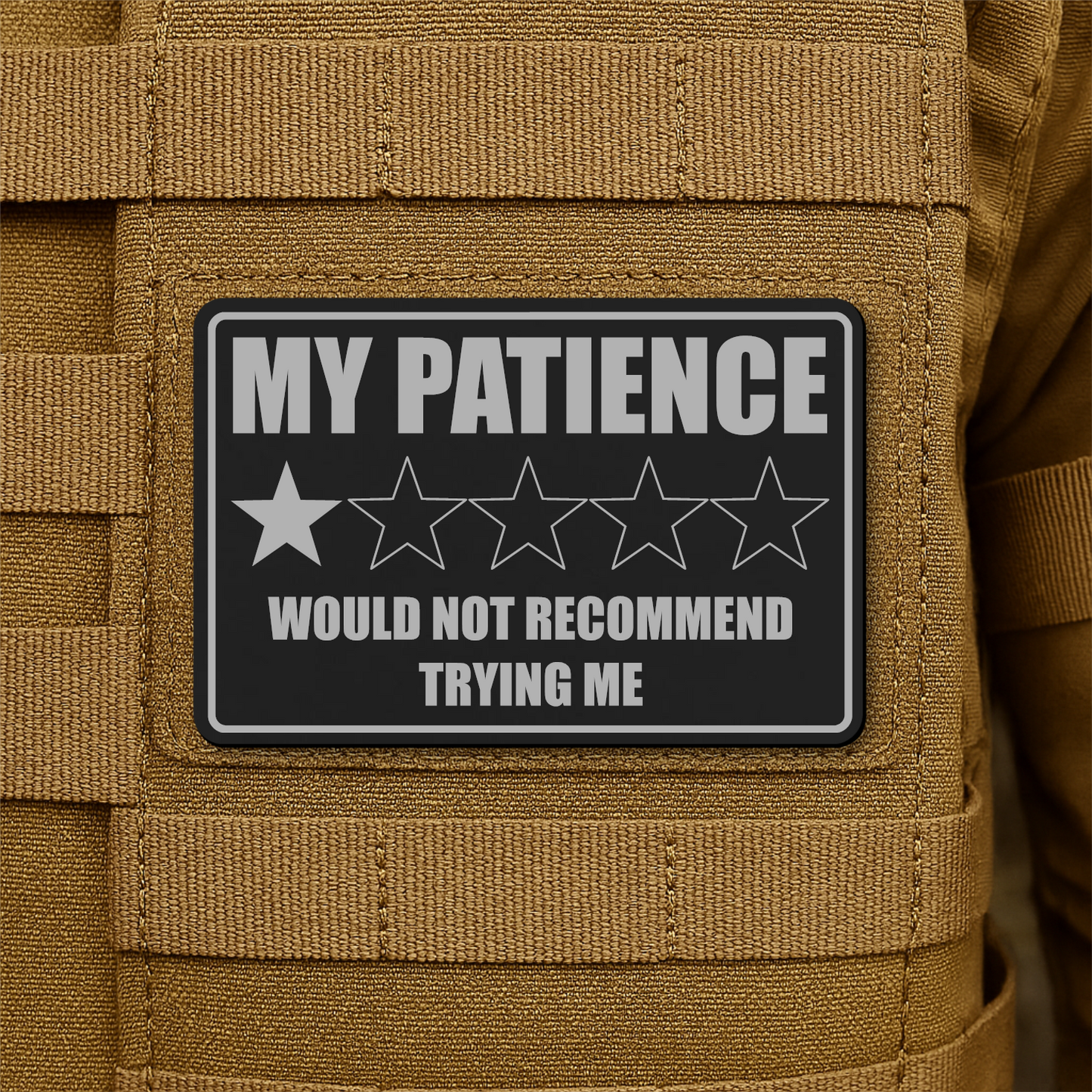 My Patience Is Thin Morale Patch 2"x3" Hook & Loop | Made in USA