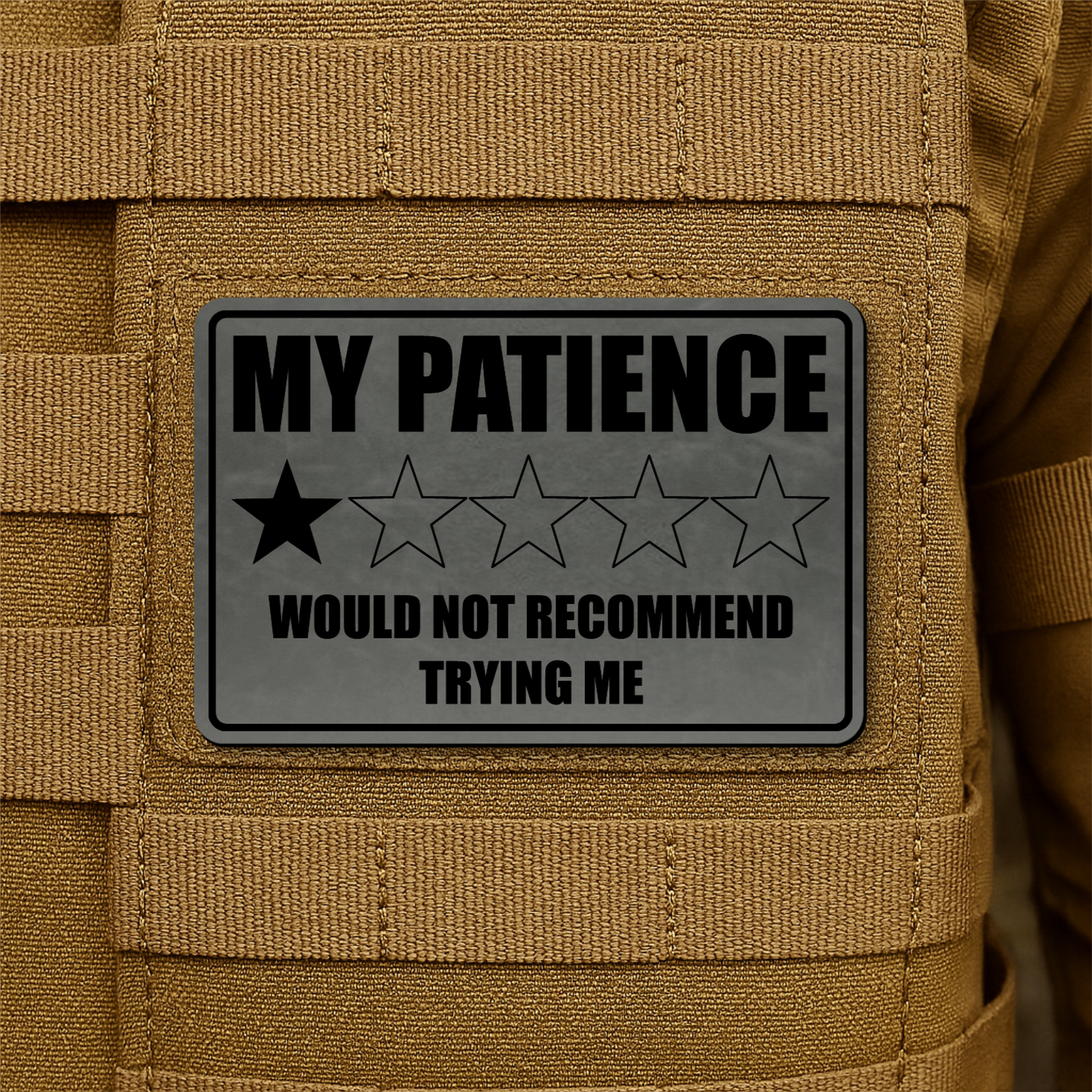 My Patience Is Thin Morale Patch 2"x3" Hook & Loop | Made in USA