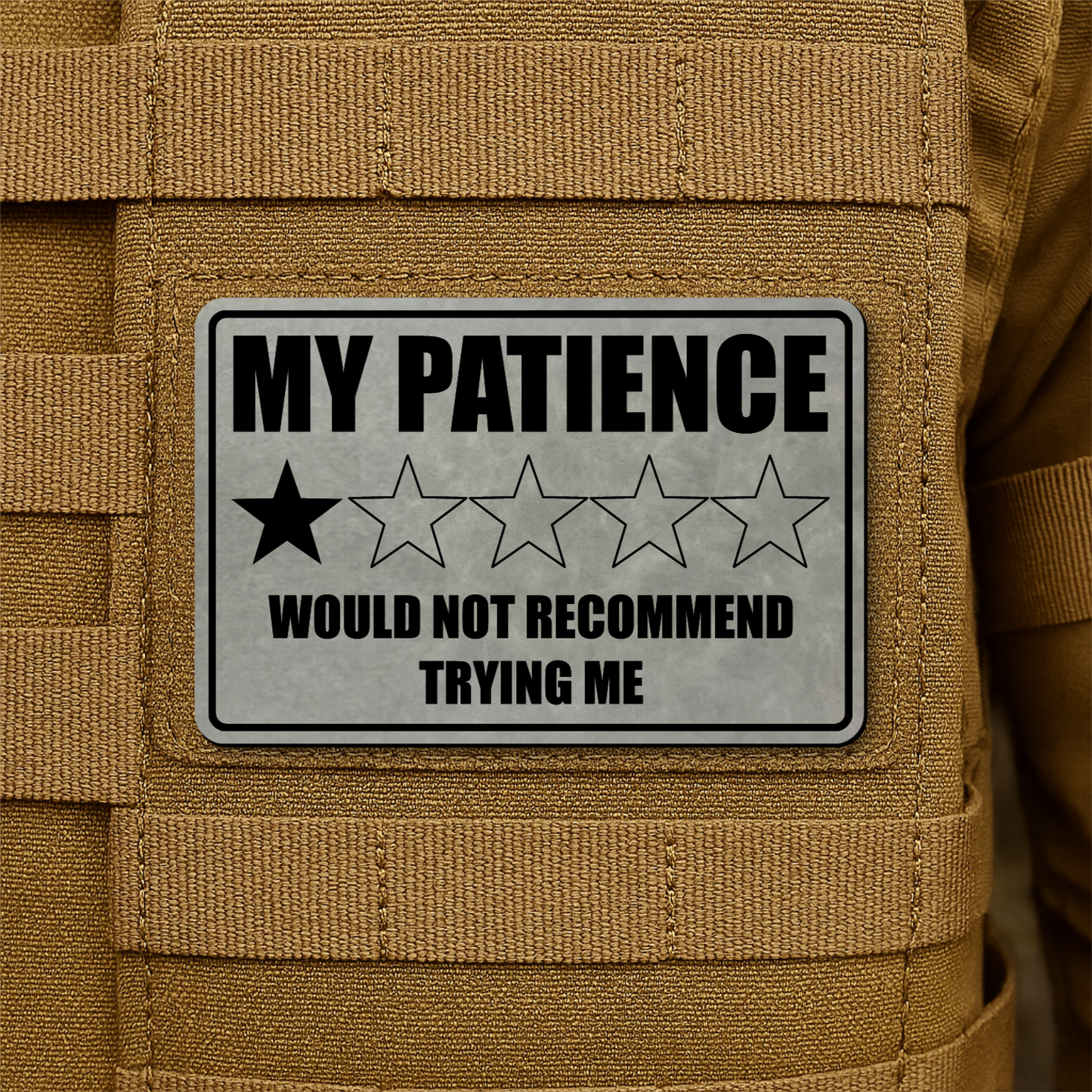 My Patience Is Thin Morale Patch 2"x3" Hook & Loop | Made in USA