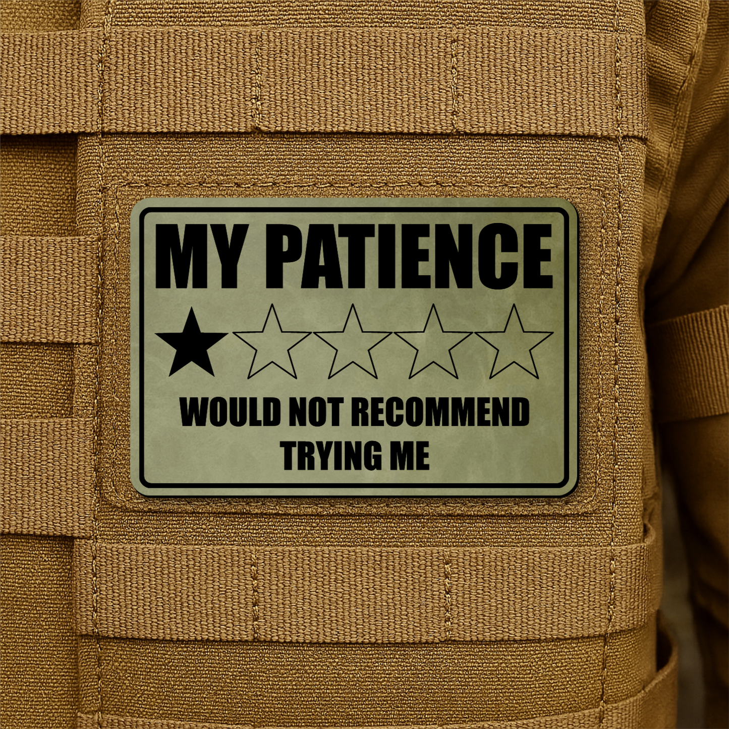 My Patience Is Thin Morale Patch 2"x3" Hook & Loop | Made in USA