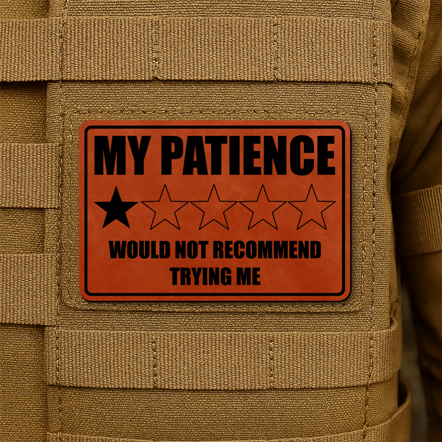 My Patience Is Thin Morale Patch 2"x3" Hook & Loop | Made in USA