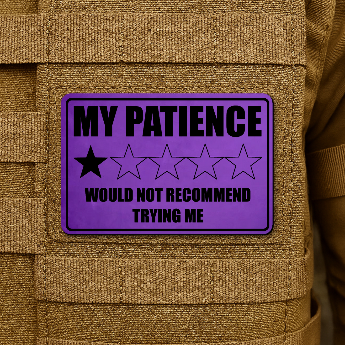 My Patience Is Thin Morale Patch 2"x3" Hook & Loop | Made in USA