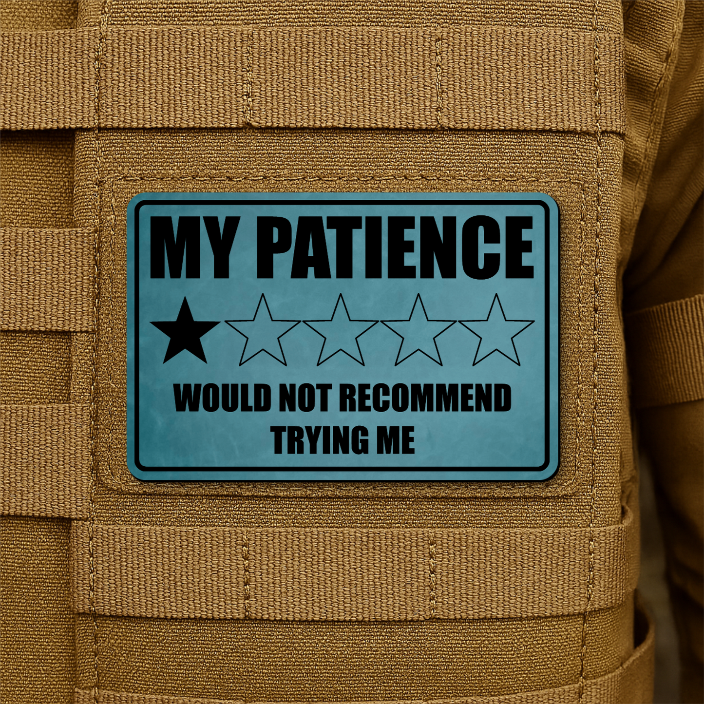My Patience Is Thin Morale Patch 2"x3" Hook & Loop | Made in USA
