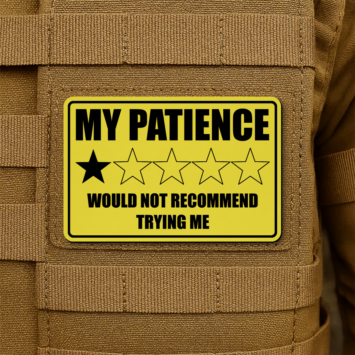 My Patience Is Thin Morale Patch 2"x3" Hook & Loop | Made in USA