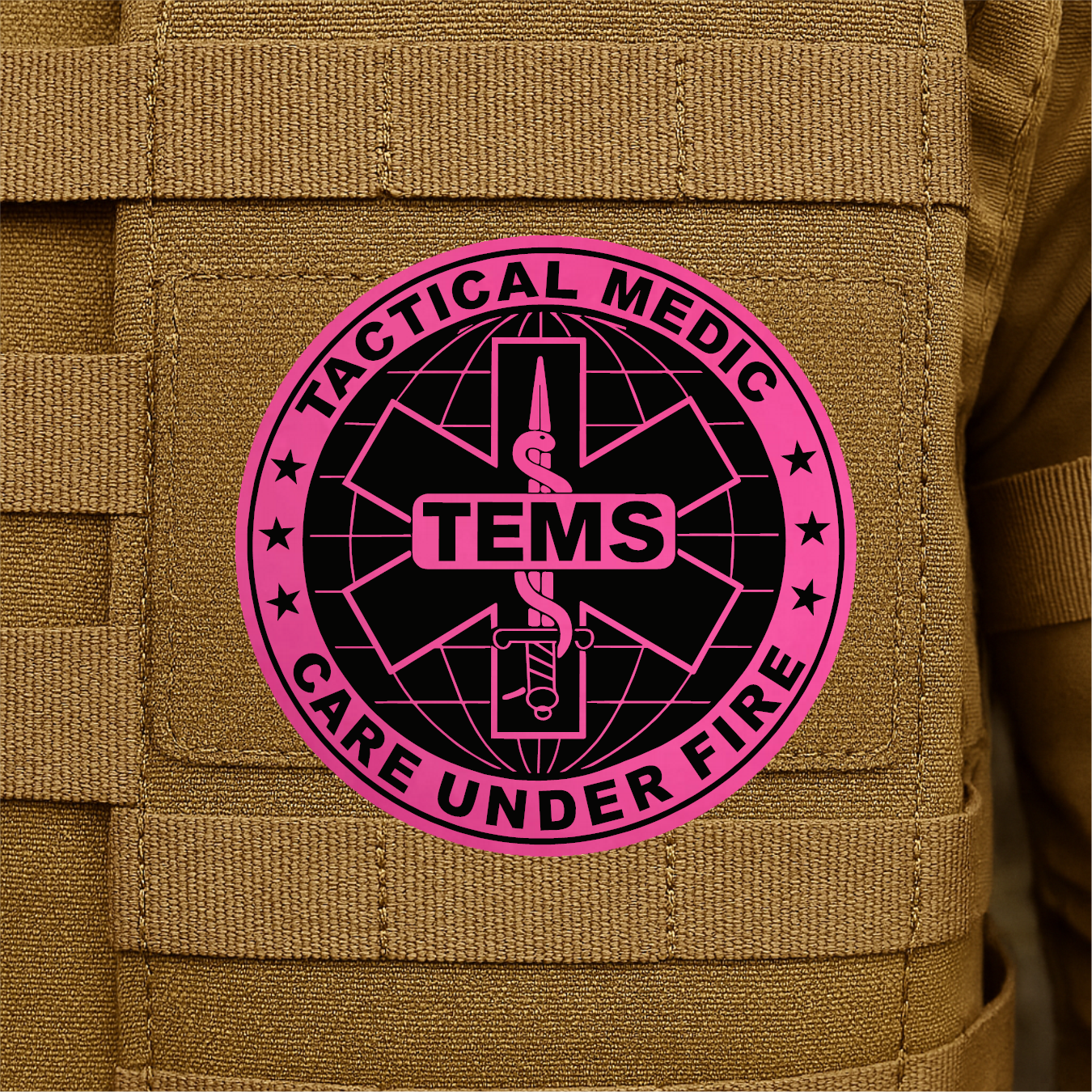 Tactical EMS TEMS Medic Morale Patch – 3” Round Hook & Loop Patch | Care Under Fire | Made in USA