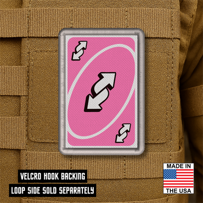 UNO Reverse Card Funny Morale Patch, 2x3" | Made in USA | VELCRO® Brand Hook Backing
