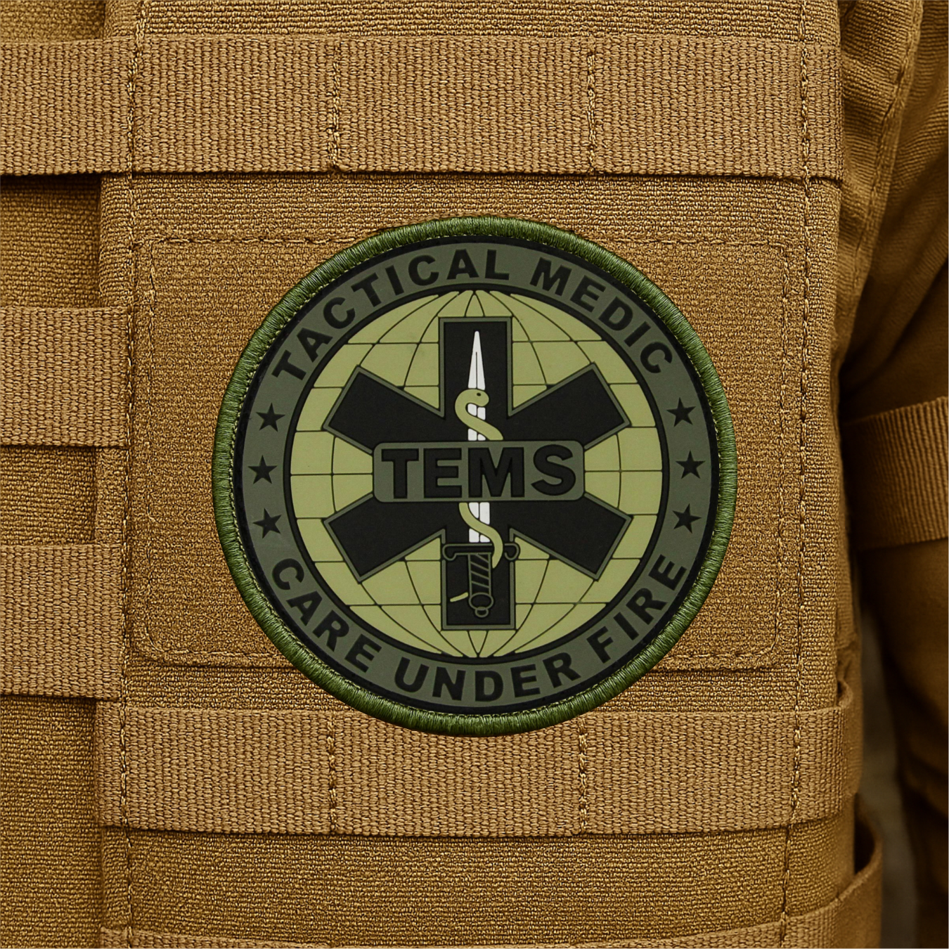 Tactical EMS TEMS Medic Morale Patch – 3” Round Hook & Loop Patch | Care Under Fire | Made in USA