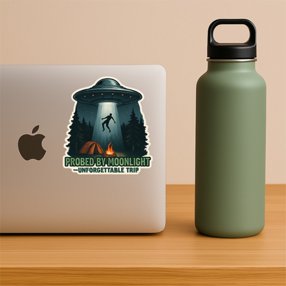 Funny Probed By Moonlight Sticker – Alien Humor Vinyl Decal, Waterproof