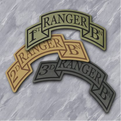 Army 75th Ranger Regiment, Battalion Scrolls Morale Patch, 1.5x3" | Made in USA | VELCRO® Brand Hook Backing