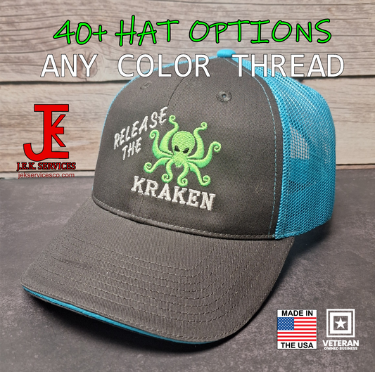 Release the Kraken Embroidered Snapback & Flexfit Caps