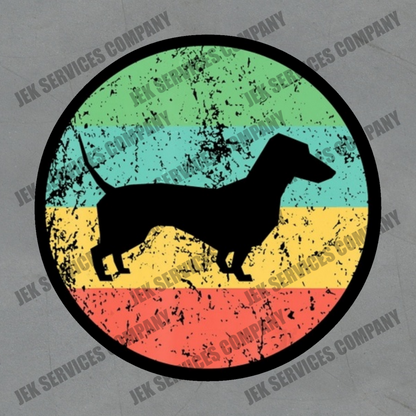 Retro Dachshund Sticker – Wiener Dog Vinyl Decal, Cute Sausage Dog Waterproof Sticker
