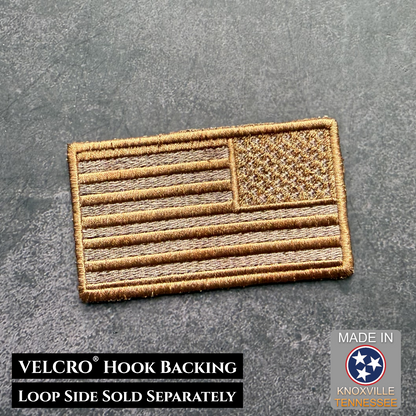 Subdued Coyote Brown American Flag Patch | Made in USA | VELCRO® Brand Hook Backing