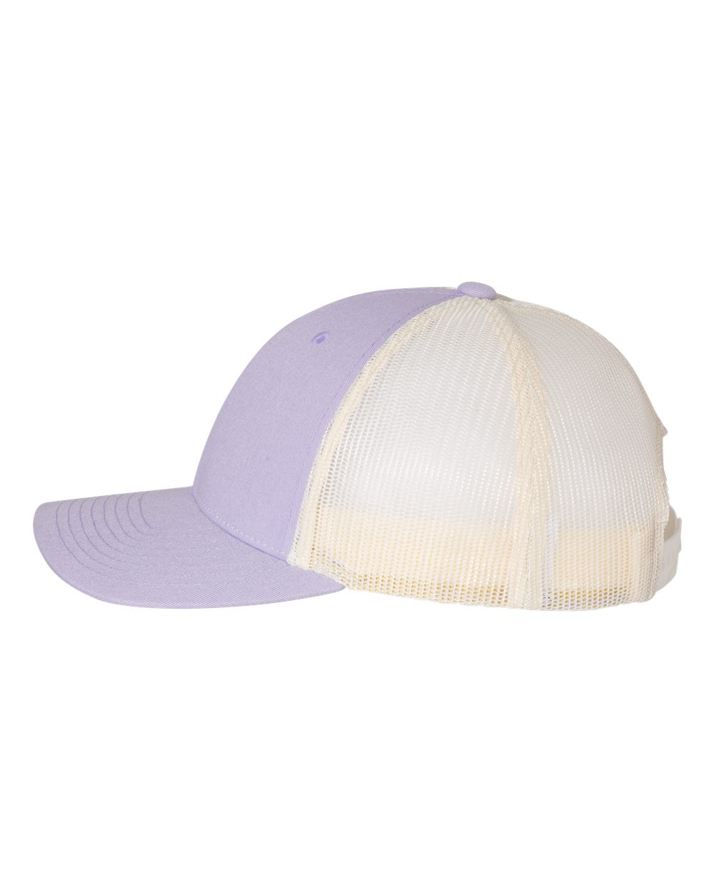 Two-tone purple and beige cap on a white background