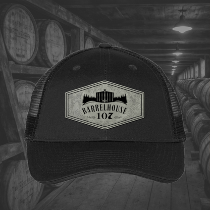 Barrelhouse 107 Engraved Leather Patch Hats