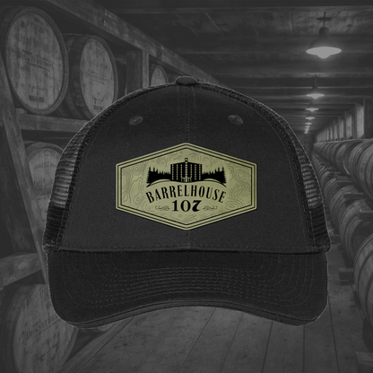 Barrelhouse 107 Engraved Leather Patch Hats