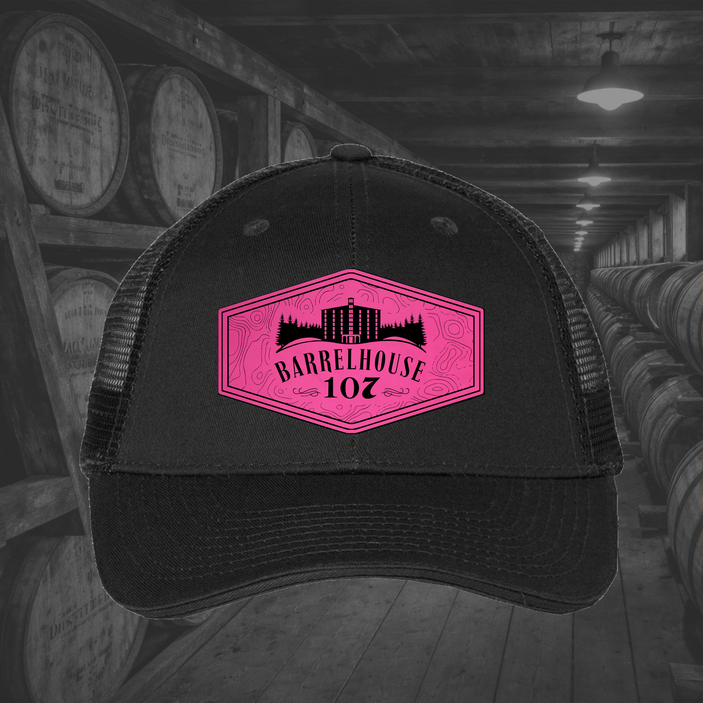Barrelhouse 107 Engraved Leather Patch Hats