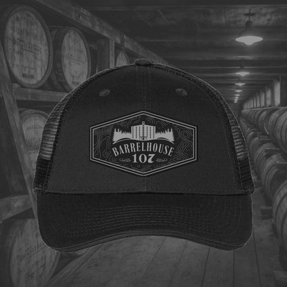 Barrelhouse 107 Engraved Leather Patch Hats