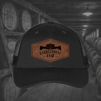 Barrelhouse 107 Engraved Leather Patch Hats
