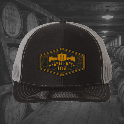 Barrelhouse 107 Engraved Leather Patch Hats