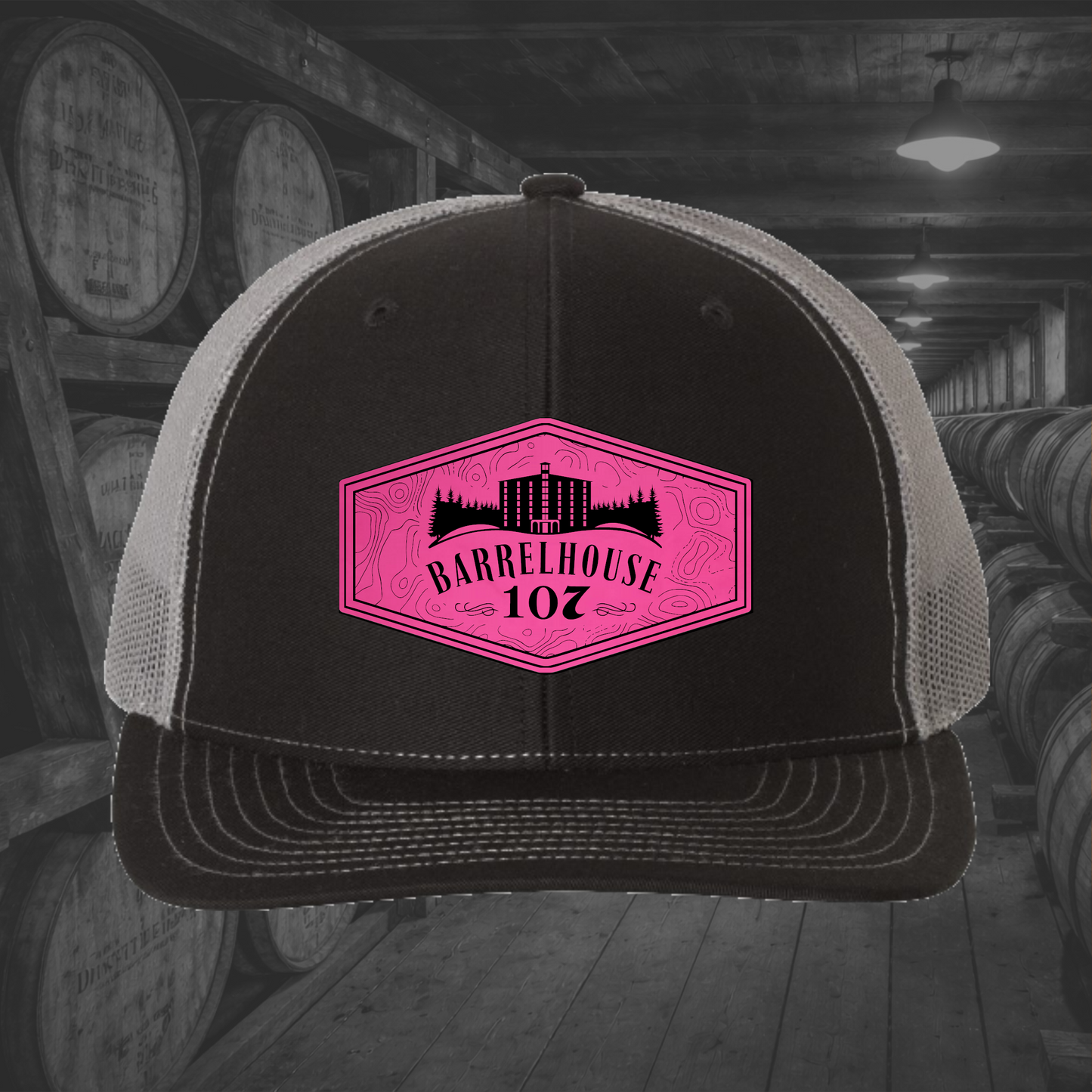 Barrelhouse 107 Engraved Leather Patch Hats