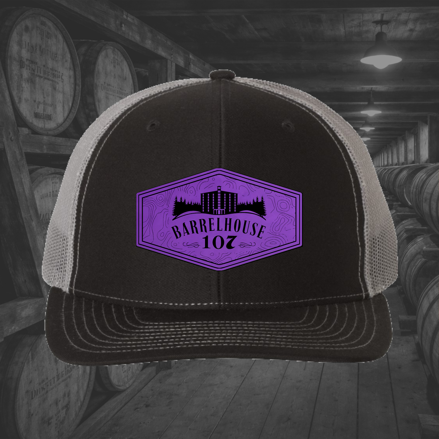 Barrelhouse 107 Engraved Leather Patch Hats