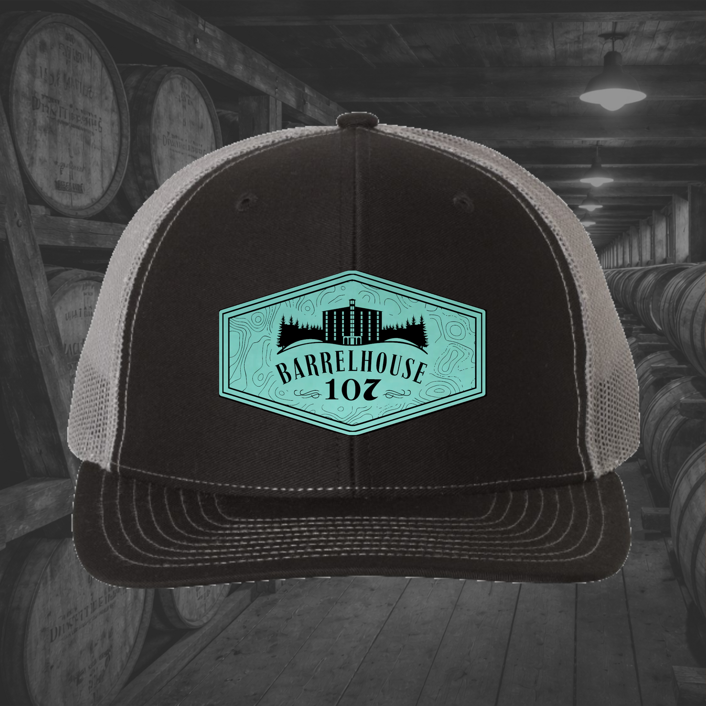 Barrelhouse 107 Engraved Leather Patch Hats