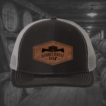 Barrelhouse 107 Engraved Leather Patch Hats