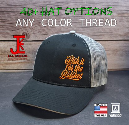 Risk It for the Brisket Embroidered Snapback & Flexfit Caps