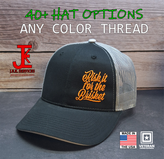 Risk It for the Brisket Embroidered Snapback & Flexfit Caps