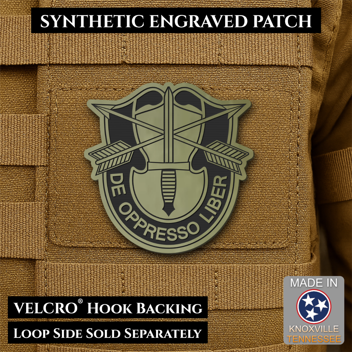 Army Special Forces Unit Crest Morale Patch, 2.5" | Made in USA | VELCRO® Brand Hook Backing