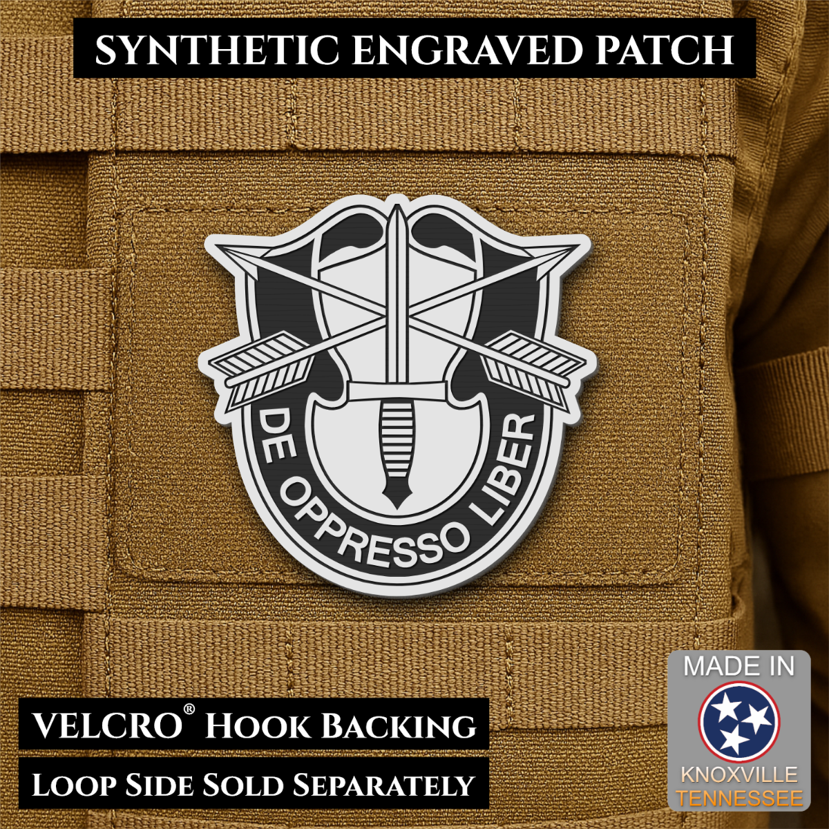 Army Special Forces Unit Crest Morale Patch, 2.5" | Made in USA | VELCRO® Brand Hook Backing