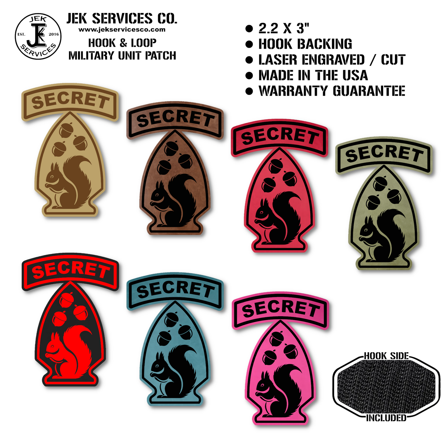 Secret Squirrel Division Engraved Morale Patch – 2.2" x 3” Hook & Loop Tactical Patch | Made in USA