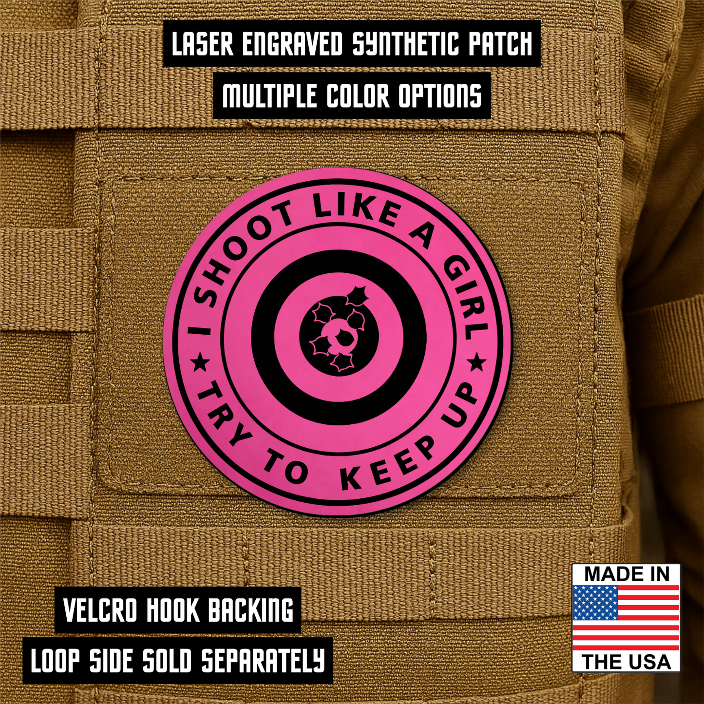 I Shoot Like A Girl Morale Patch 3" Round Hook & Loop | Made in USA