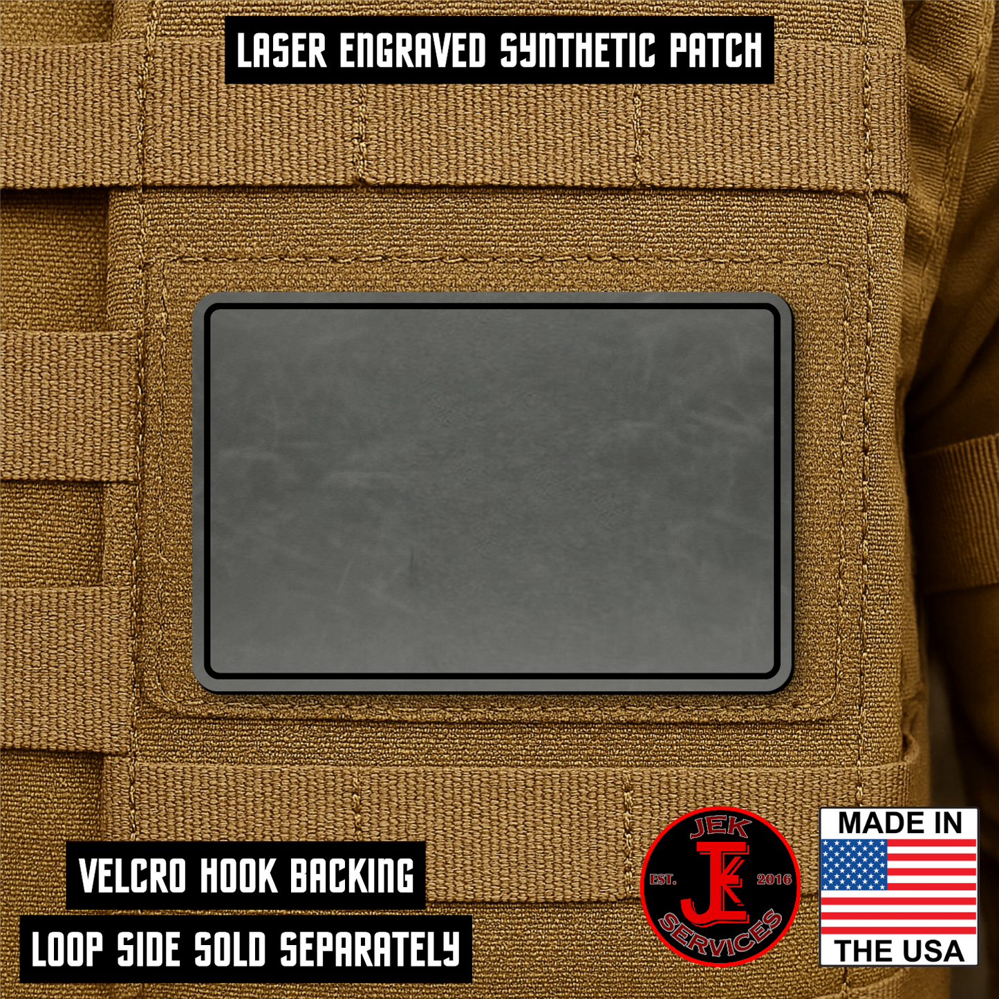 Engraved Morale Patches 2" x 3" - Custom Text & Logo Hook & Loop Gear Patch